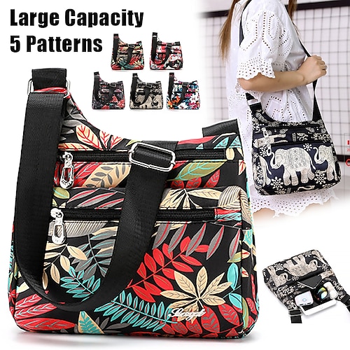 

Mujer Bolso bandolera Bolsa de hombro Bolsa de vagabundo Nailon Exterior Diario Festivos Cremallera Gran Capacidad Ligero Duradero Geométrico Flor Folk Belleza. lirio. elefante.