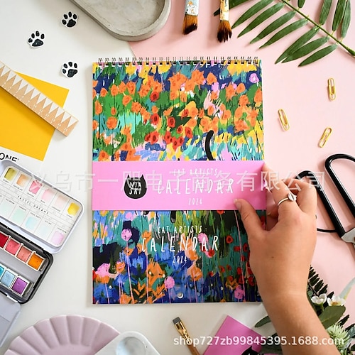 

Petit calendrier mural à spirales florales