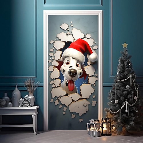 

Christmas Dog Door Covers Door Tapestry Door Curtain Decoration Xmas Backdrop Door Banner for Front Door Christmas Holiday Party Decor Supplies