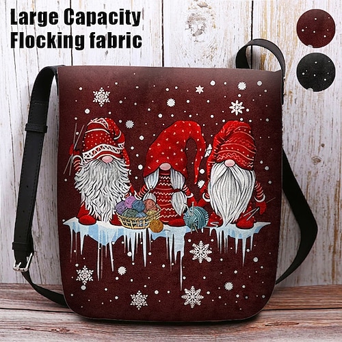 

Mulheres Bolsa crossbody Bolsa de ombro Saco Fofo Poliéster Natal Compras Estampado Grande Capacidade Leve Durável Personagem Vermelho Escuro Preto