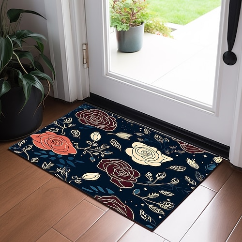 

Rose Pattern Doormat Non-Slip Oil Proof Rug Indoor Outdoor Mat Bedroom Decor Bathroom Mat Entrance Rug Door Mat