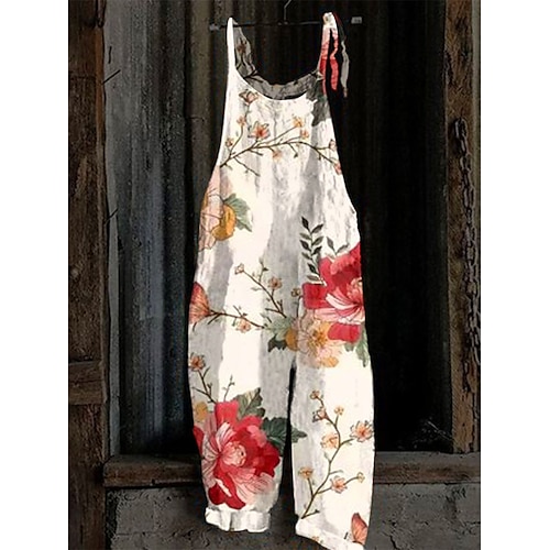 Salopette Femme Couleur unie Actif Sortie Fin de semaine Droite Ample A Sangles Blanche S Automne