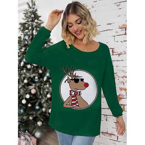 

Pull de Noël moche pour femme pull pull pull de Noël pull à capuche tricot côtelé acrylique patchwork tricoté automne hiver régulier extérieur Noël quotidien élégant décontracté doux manches longues