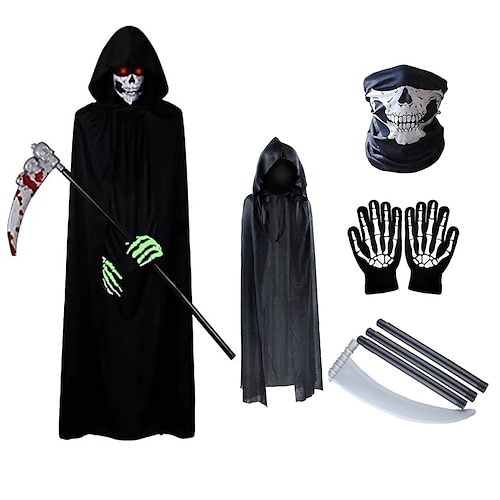 

Calavera Fantasma Parca Traje de cosplay Ropa de Fiesta Baile de Máscaras Adulto Hombre Mujer Accesorios Cosplay Rendimiento Fiesta Víspera de Todos los Santos Víspera de Todos los Santos Carnaval