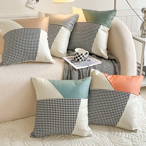 

Clássicos tecnologia houndstooth pano fronha moderna marrom capas de almofada ao ar livre fronhas decorativas para sofá cama sofá sala de estar quarto sofá capa de almofada