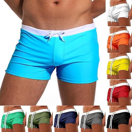 

Men's Board Shorts Swim Shorts Swim Trunks Drawstring with Mesh lining Split Solid Color Breathable Quick Dry Athletic Beach Swimming Pool Chic & Modern Casual / Sporty Grass Green Black Stretchy
