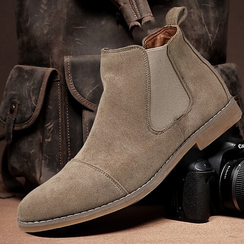 

Hombre Botas Botines chelsea Retro Zapatos de Paseo Vintage Clásico Diario PU Impermeable Botines / Hasta el Tobillo Cordones Color arena Negro Gris Otoño Invierno
