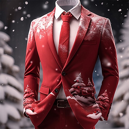 

Christmas Tree Business Men's Coat Blazer Work Wear to work Going out Fall & Winter Turndown Long Sleeve Yellow Light Green Wine S M L Polyester Weaving Jacket