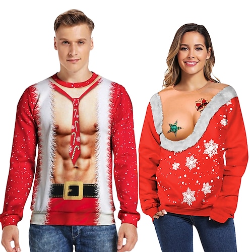 

Костюмы Санта Клауса Дед Мороз Рождественский свитер Толстовка Pullover Кофты Назначение Муж. Жен. Для пары Подростки Взрослые 3D печать Полиэстер Для вечеринок Рождество