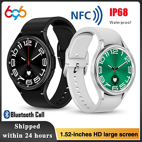 

696 Watch 6 Smartwatch 1.52 Zoll Smartwatch Fitnessuhr Bluetooth Schrittzähler Anruferinnerung Schlaf-Tracker Kompatibel mit Android iOS Damen Herren Freisprechanlage Nachrichterinnerung Kamera