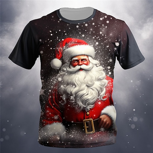 

Gráfico Papai Noel Floco de Neve Diário Designer Retro Vintage Homens Impressão 3D Camiseta Esportes Feriado Para Noite Natal Camiseta Azul Cinzento Escuro Cinzento Manga Curta Gola Redonda Camisa