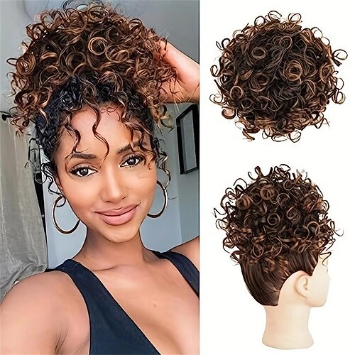 

Messy Hair Bun Hair Piece Elastic Drawstring Loose Wave Hair Bun Synthetic Ponytail Extensions For Women For Daily Use