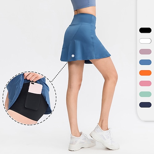 

Mujer falda de golf Falda pantalón de golf Transpirable Secado rápido Con bolsillos Vestidos Ajuste regular Bolsillos laterales 2 en 1 Color sólido Verano Tenis Golf Bádminton