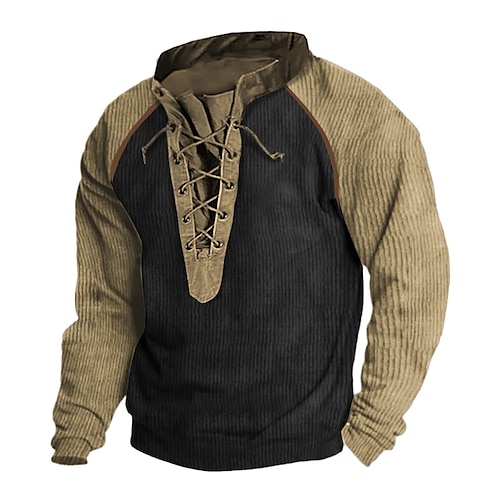 

Hombre Sudadera Negro Verde Ejército Azul Marino Marrón Cuello Mao Bloque de color Acordonado Retazos Deporte Diario Festivos Pana Ropa de calle Básico Casual Primavera Otoño Ropa Sudaderas con