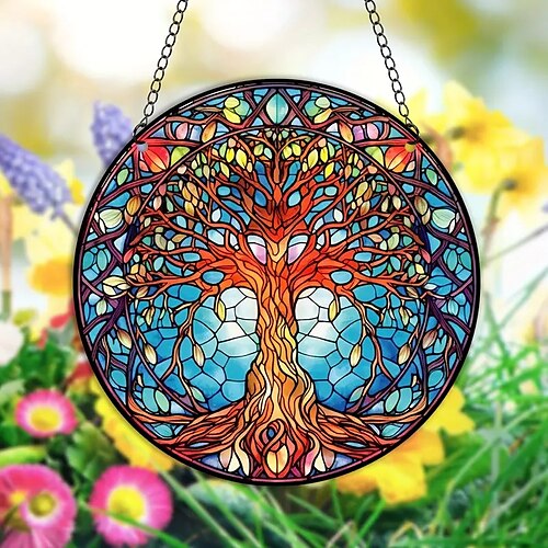 

1pc Tree Of Life Wall Hanging Suncatcher for Home and Garden Decor - Perfect for Home Decor