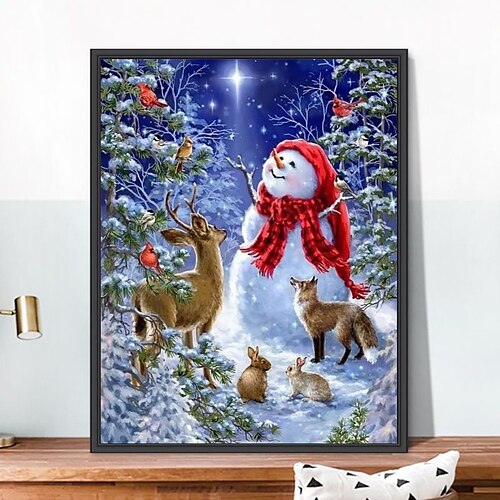 

1pc cadeau de noël bricolage diamant peinture noël bonhomme de neige diamant peinture artisanat maison cadeau sans cadre 40x70cm/15.75''x27.56''