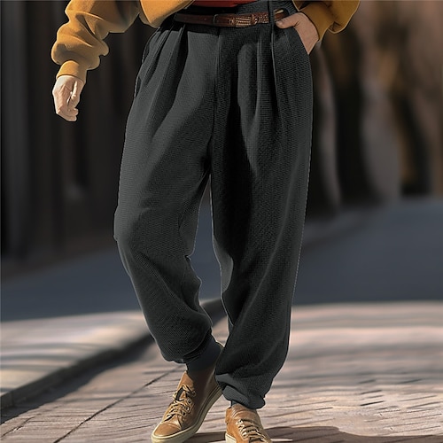 

Homme pantalon de costume Pantalon en Velours Côtelé Pantalon Pantalon plissé Pantalon de costume Poche avant Plein Confort Entreprise du quotidien Vacances Mode Chic et moderne Noir bleu marine