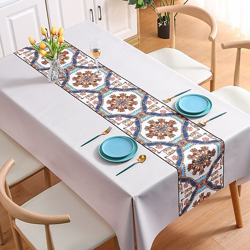 

Waterproof Tablecloth PVC Oilproof Rectangle Table Cloth Table Cover for Party, Family Dining, Restrant