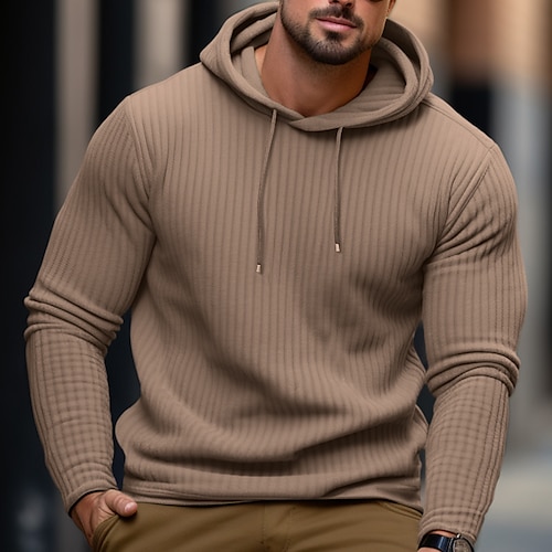 

Homme Sweat à capuche Bande de fosse Noir Vert Véronèse Bleu Roi Marron Kaki Capuche Plein Sport Loisir du quotidien Vacances Vêtement de rue Frais Décontractées Printemps Automne Vêtement Tenue