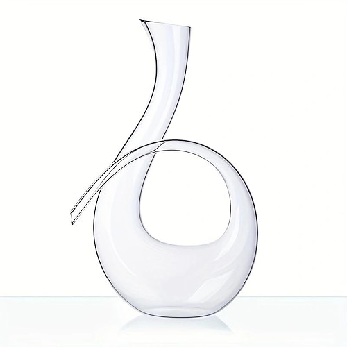 Amisglass Decanter Per Vino Da 2L – Vetro Cristallo Trasparente Soffiato A Mano, Senza Piombo, Con Palla In Legno