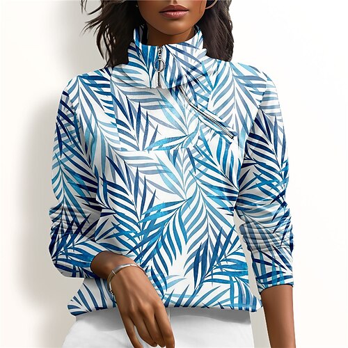 

Mujer Sudadera con capucha de golf Jersey de golf Sudadera Golf Mantiene abrigado Transpirable Dispersor de humedad Manga Larga Ropa de golf Camiseta Ajuste regular 1/4 cremallera Cuello alto Impreso