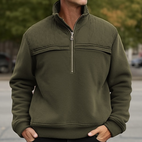 

Men's Sweatshirt Quarter Zip Sweatshirt Black Army Green Navy Blue Half Zip Plain Patchwork Sports Outdoor Daily Holiday Streetwear Basic Casual Spring Fall Clothing Apparel Hoodies Sweatshirts