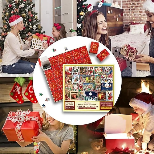 

Christmas Countdown Calendar Puzzle Christmas Advent Jigsaw Puzzles 1000pcs 24 Days Countdown To Christmas Puzzle Christmas Toy