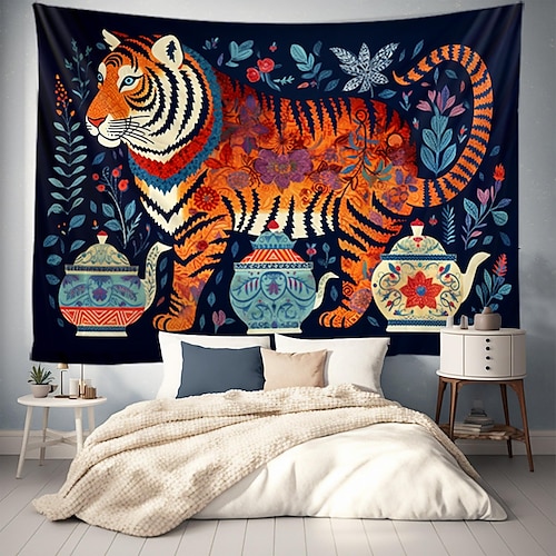 

Animal Tiger Hanging Tapestry Wall Art Large Tapestry Mural Decor Photograph Backdrop Blanket Curtain Home Bedroom Living Room Decoration