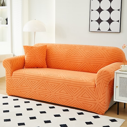 

Stretch-Sofa-Sitzkissenbezug, Jacquard-Schonbezug, elastischer Couch-Sessel, Loveseat, 4- oder 3-Sitzer, orange, einfarbig, solide, weich, langlebig, waschbar