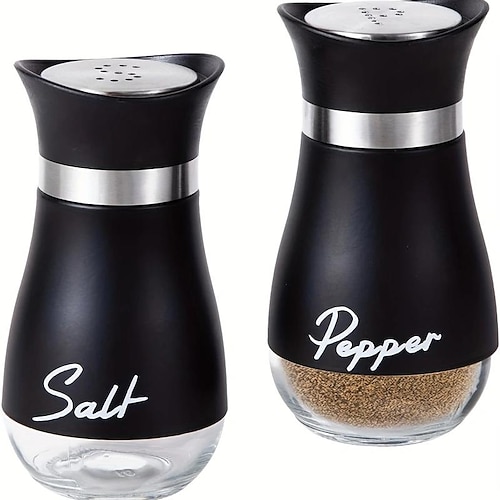 

2pcs Refillable Salt & Pepper Shakers Set - Stainless Steel Lid Container for Home, Restaurant, and Picnic - 3.4oz Kitchen Accessories