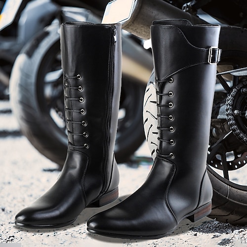 

Herren Stiefel Bikerstiefel Springerstiefel Motorradstiefel Retro Wanderschuhe Brautkleider schlicht Täglich Leder Komfortabel Stiefeletten / Stiefeletten Halbschuhe Schwarz Frühling Herbst