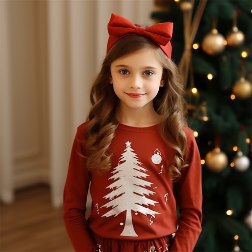 

Navidad Chica 3D Árbol de Navidad Camiseta Camisa Manga Larga Impresión 3D Otoño Invierno Activo Moda Estilo lindo Poliéster Niños 3-12 años Cuello Barco Exterior Casual Diario Ajuste regular