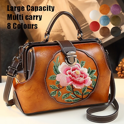 

Mulheres Bolsa de Mão Bolsa crossbody Bolsa de ombro Bolsa Carteiro Couro PU Festa Diário Feriado Bordado Flor Grande Capacidade Prova-de-Água Durável Bloco de cor Bordado Flor Preto Branco Vermelho