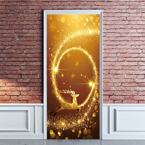 

Weihnachten 3D-Aufkleber, wasserdichte Türaufkleber, Weihnachtstür-Wandbild, selbstklebende Tapete, PVC-Aufkleber, abnehmbarer Wandaufkleber für Heimbüro-Dekoration