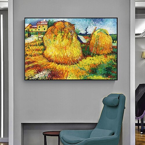 

Famoso paisaje de jardín, granja, obras de pintura al óleo de van gogh, arte de la galería nacional, cuadro de pared pintado a mano para decoración de sala de estar, lienzo enrollado (sin marco)