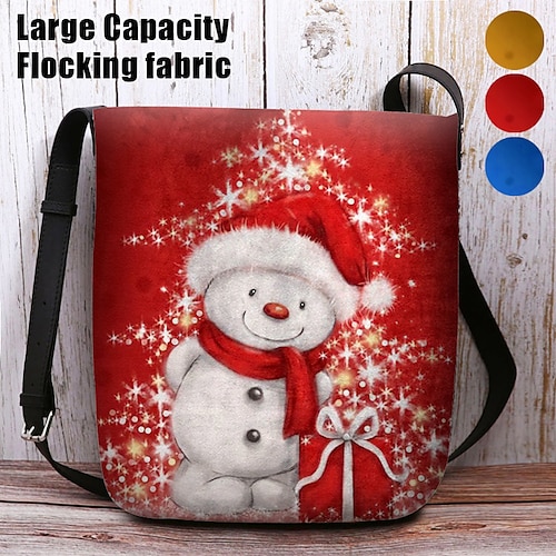 

Women's Crossbody Bag Shoulder Bag Fluffy Bag Polyester Outdoor Christmas Daily Print Large Capacity Lightweight Durable Character Yellow Red Blue