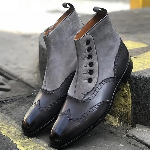 

Hombre Botas Botas con botones Zapatos formales Zapatos De Vestir Zapatos de Paseo Negocios Casual Británico Diario Oficina y carrera PU Felpa Altura Incrementando Mitad de Gemelo Cremallera Negro