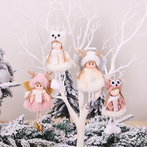 

embutidoras de calcetín para niños 1 pieza ángel de navidad niña decoraciones para árboles navideños adornos muñeca de peluche de navidad muñeca navideña artesanías navideñas de felpa elfos adornos