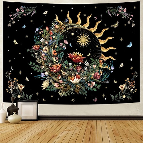 

Mandala soleil et lune tapisserie suspendue art mural grande tapisserie décor mural photographie toile de fond couverture rideau maison chambre salon décoration