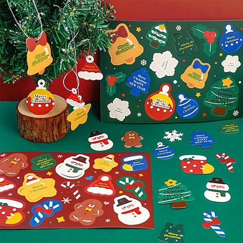 

Cartão decorativo de natal dos desenhos animados pingente caixa de presente de natal diy decoração árvore de natal ornamento bonito mensagem pequeno cartão