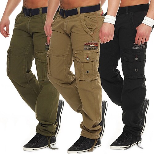 

Hombre Pantalones cargo Bolsillo Plano Comodidad Transpirable Exterior Diario Noche Moda Casual Negro Amarillo