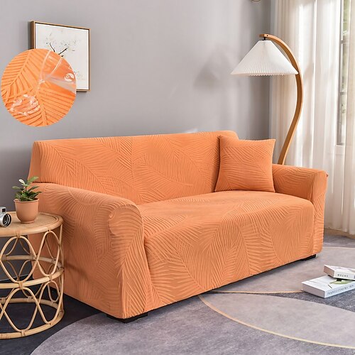 

Stretch Sofa Seat Cushion Cover Jacquard Slipcover Elastic Couch Armchair Loveseat 4 or 3 Seater Orange Plain Solid Soft Durable Washable
