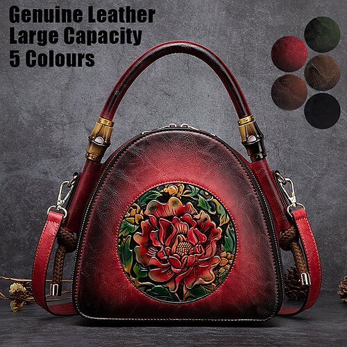 

Damen Handtasche Umhängetasche Schultertasche Kuppeltasche Leder Party Täglich Festtage Reißverschluss Geprägt Hohe Kapazität Wasserdicht Leichtgewichtig Feste Farbe Geometrisch Folk Schwarz Rote