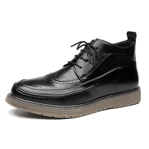 

Hombre Botas Zapatos De Vestir Zapatos de cuadros de estilo británico Botas de moda Casual Británico Diario PU Cómodo Antideslizante Botines / Hasta el Tobillo Cordones Negro Otoño Invierno