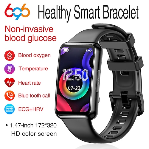 

696 LJ06 Smart Watch 1.47 inch Smartwatch Fitness Running Watch Bluetooth ECGPPG Pedometer Call Reminder Compatible with Android iOS Women Men Hands-Free Calls Message Reminder IP 67 27.5mm Watch