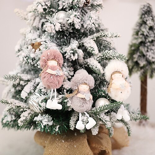 

1pc noël ange fille noël vacances décorations d'arbre ornements noël peluche poupée vacances poupée noël en peluche noël artisanat elfes fille ornements bébé chambre cadeau tissu