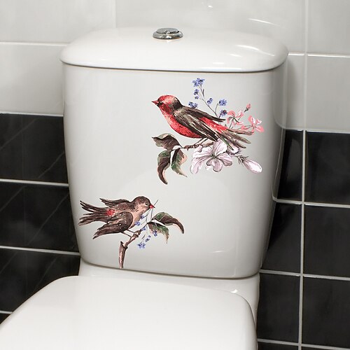 

1 pièce oiseauamp; autocollant pour couvercle de toilette à motif floral.
