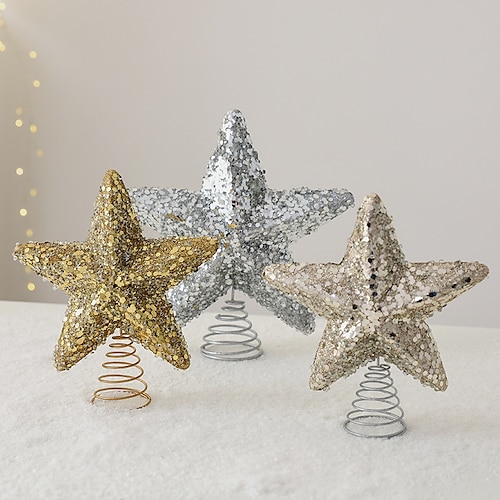 

Christmas 3D Tree Topper Glitter Five-Pointed Star Christmas Tree Decoration Tree Top Star 15/20cm Christmas Tree Top Star