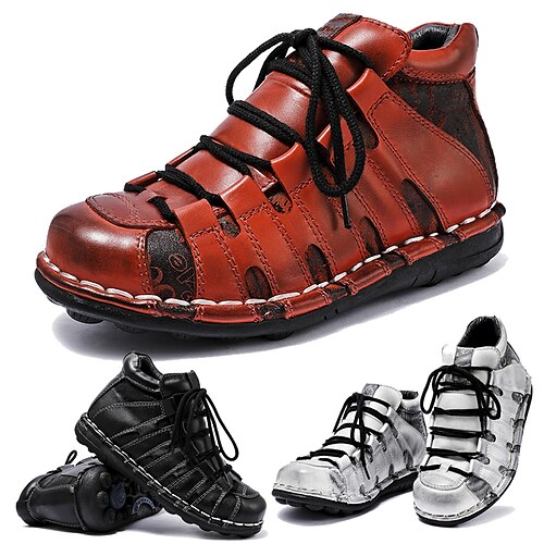 

Herren Damen Stiefel Bikerstiefel Motorradstiefel Arbeitsschuhe Handgefertigte Schuhe Wandern Wanderschuhe Vintage Brautkleider schlicht Outdoor Täglich Leder Warm Körpergröße erhöhen Komfortabel