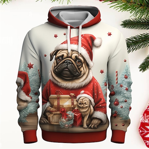 

Gráfico Cachorro Moda Diário Básico Homens Impressão 3D Moletom Estacionar Natal Esportes Feriado Moletons Vermelho Azul Royal Roxo Com Capuz Bolso frontal Imprimir Primavera Outono Designer